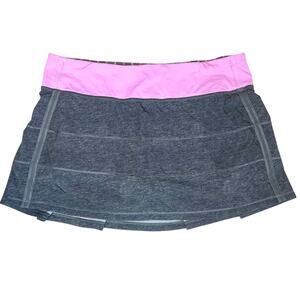 Lululemon Pace Rival Skirt II Gray & Pink Athletic Running Skort Size 8